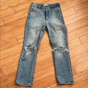 Rollas High Rise Original Straight Blue Jeans